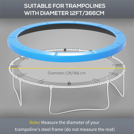 HOMCOM 12ft Trampoline Accessories Safety Pad 366cm Replacement Surround Padding Thick Foam Pads Light Blue