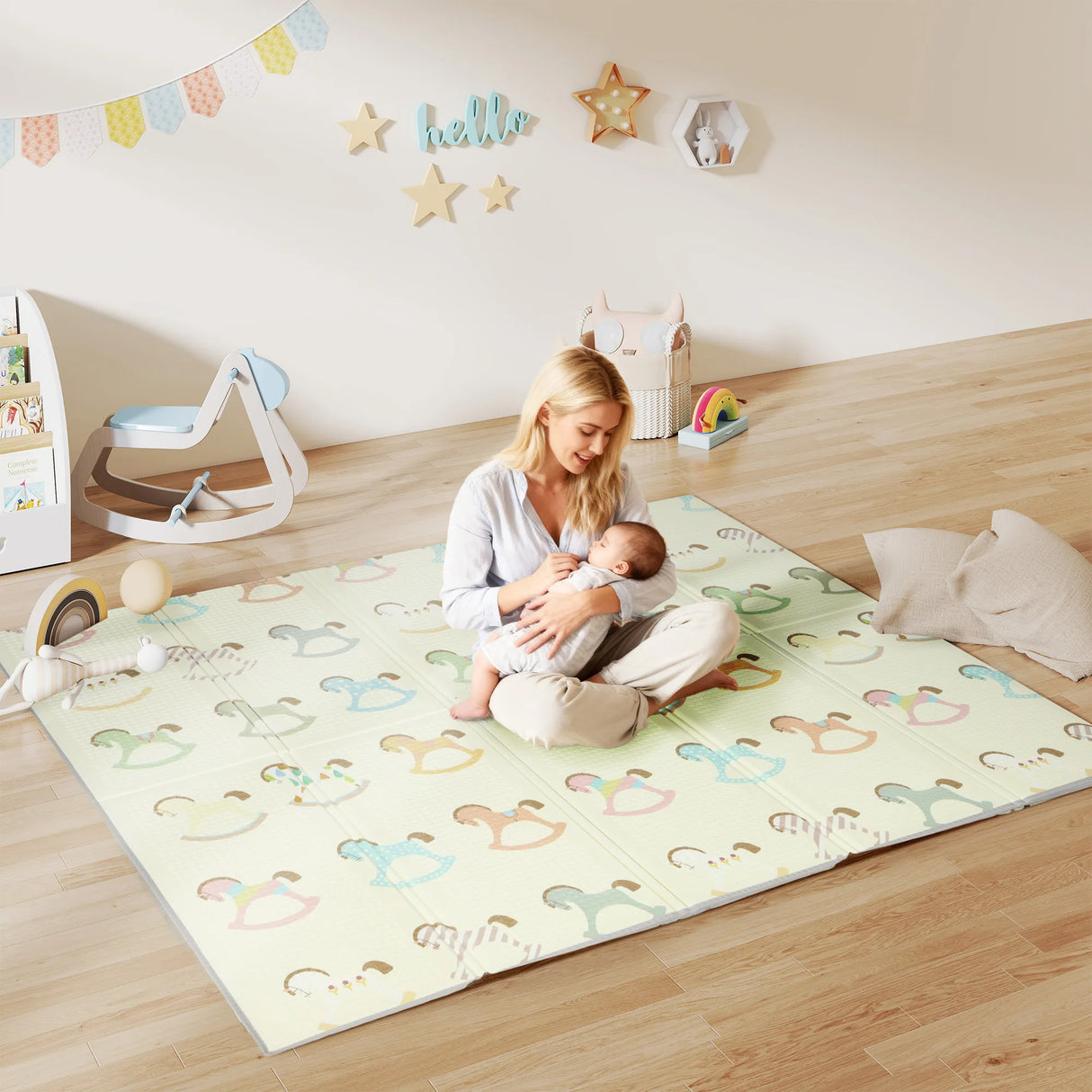 AIYAPLAY Foldable Double-Sided Baby Play Mat, for Toddlers, Bedrooms, Nurseries, Playrooms