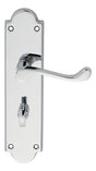 VICTORIAN SCROLL LEVER ON SHAPED BACKPLATE - BATHROOM 57MM C/C - POLISHED CHROME - 205 x 49mm - PAIR