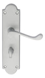 VICTORIAN SCROLL LEVER ON SHAPED BACKPLATE - BATHROOM 57MM C/C - SATIN CHROME - 205 x 49mm - PAIR