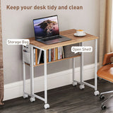 HOMCOM 80 cm Drop Leaf Writing Work Desk - Natural Wood Finish