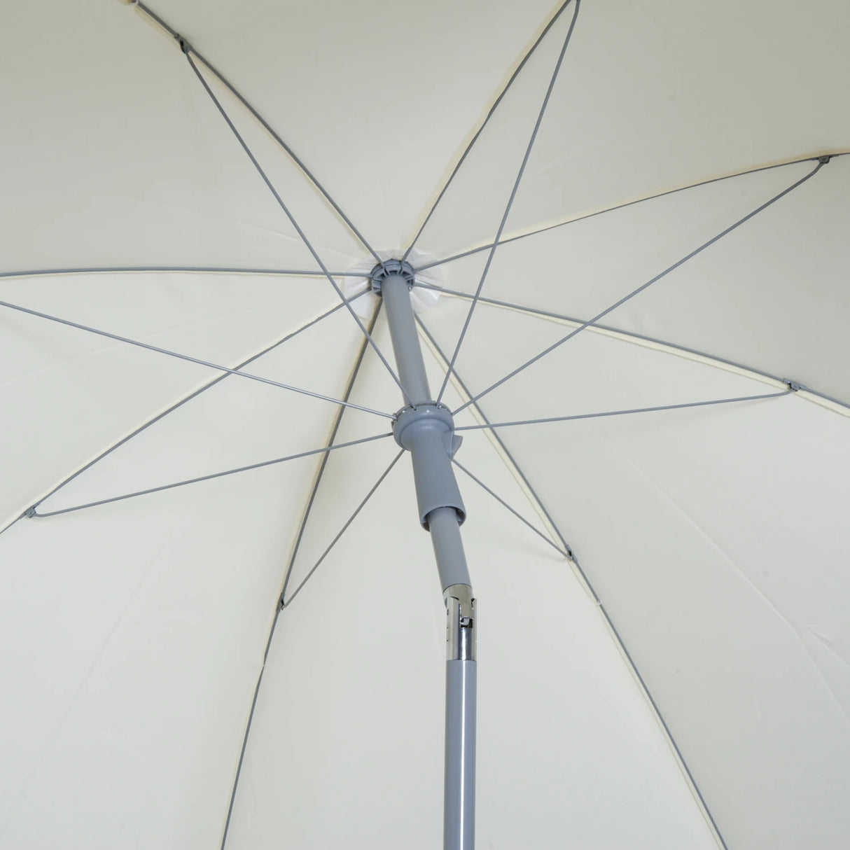Outsunny 2.2m Beach Umbrella, Portable Parasol with Tilting Function, Outdoor Sunshade Shelter with 8 Ribs for Garden, Pool and Patio, Cream White