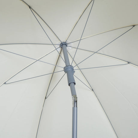 Outsunny 2.2m Beach Umbrella, Portable Parasol with Tilting Function, Outdoor Sunshade Shelter with 8 Ribs for Garden, Pool and Patio, Cream White