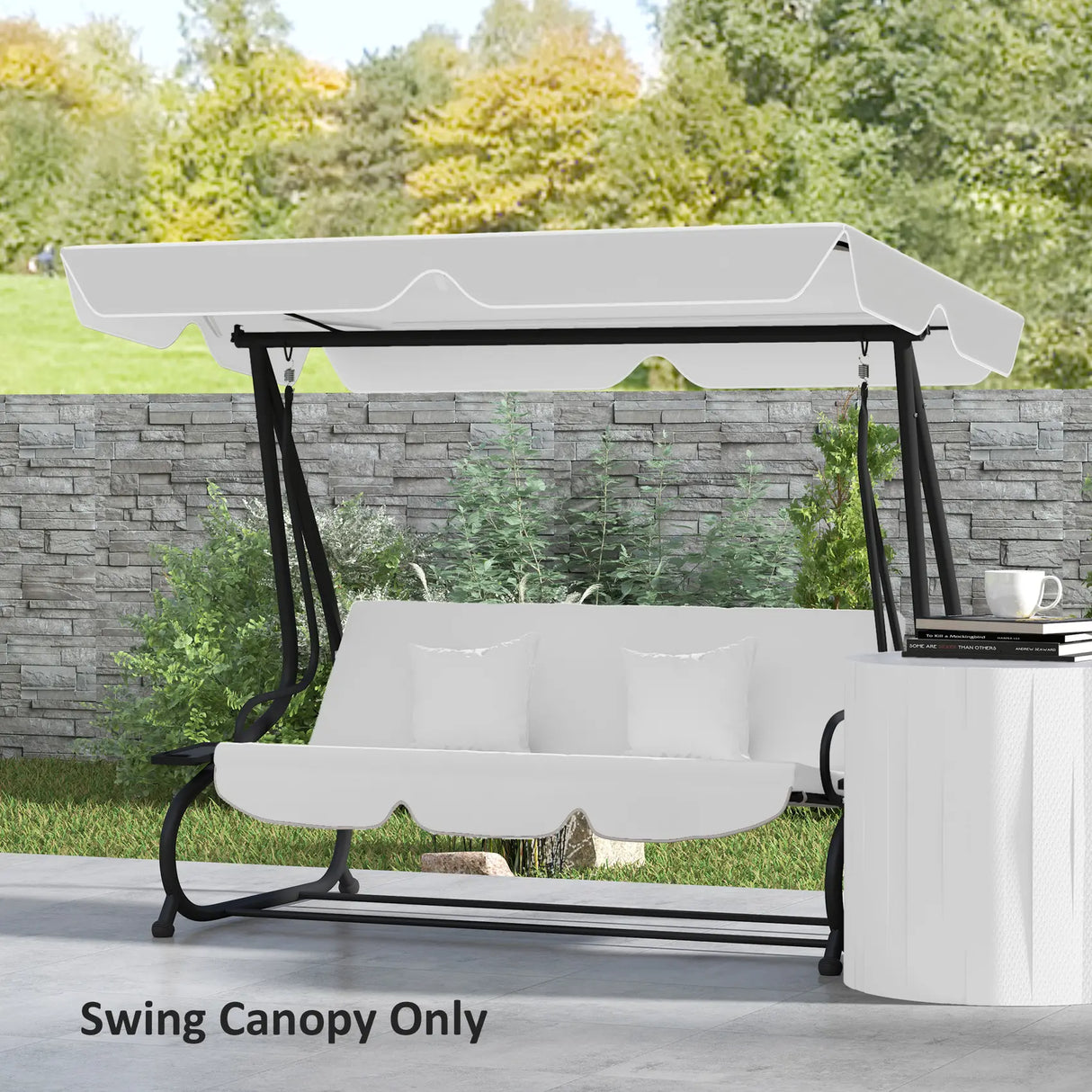 Outsunny 145 x 200Wcm Swing Chair Canopy Replacement - Light Grey