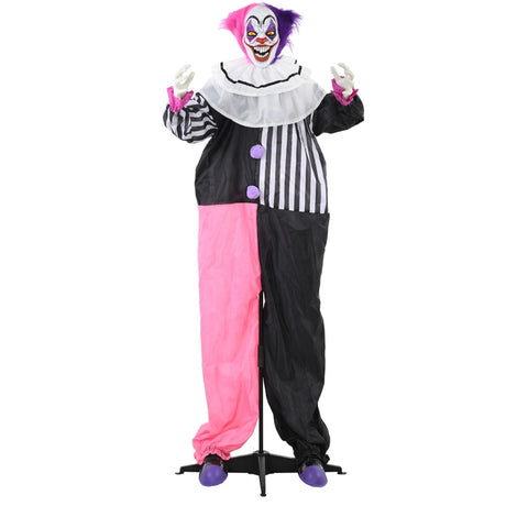 HOMCOM 5'6" Scary Laughing Clown Halloween Animatronic, with Glowing Eyes