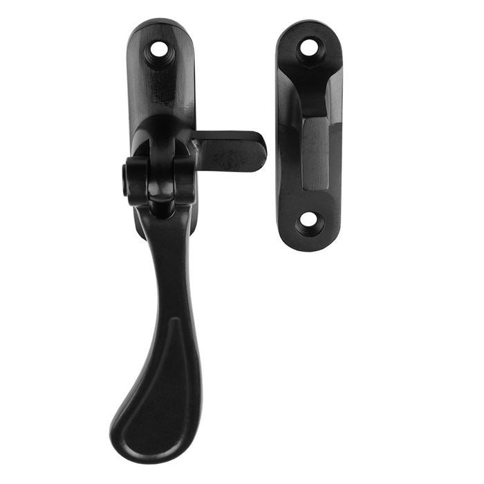 VICTORIAN - REVERSIBLE CASEMENT FASTENER WITH HOOK & MORTICE PLATE_x005F
 - MATT BLACK - EACH