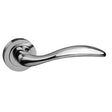 Mediterranean Ancon Lever Door Handle on Round Rose - Polished Chrome - Set