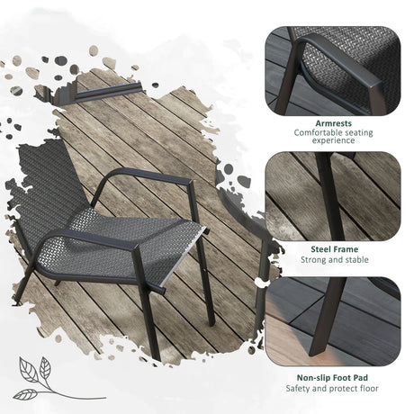 Outsunny Four-Piece Stacking Rattan Garden Seat Set - Grey