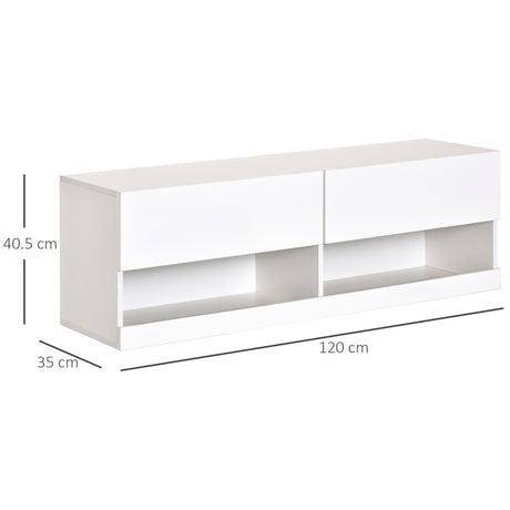 HOMCOM High Gloss TV Stand Cabinet with LED Lights, Wall Mount Media Unit for TVs up to 42 Inch for Living Room Bedroom