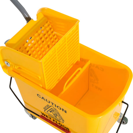 HOMCOM 20L Mop Bucket on Wheels, with Water Separation Panel - Yellow
