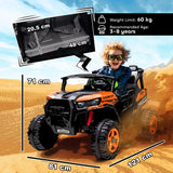 AIYAPLAY 24V Electric Ride on Car, 2-Seater Electric Car for Kids with Remote, Bluetooth, Soft Start, Suspension Spring, Orange