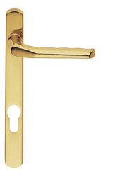 STRAIGHT LEVER ON NARROWPLATE - LOCK EURO PROFILE (92MM C/C) CO1 OTL (POLISHED BRASS) - POLISHED BRASS - 208MM X 25MM - PAIR