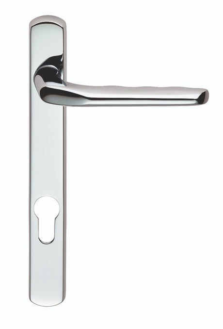 STRAIGHT LEVER ON NARROWPLATE - LOCK EURO PROFILE (92MM C/C) CO1 CRO (POLISHED CHROME) - POLISHED CHROME - 208MM X 26MM - PAIR