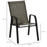 Outsunny Set of Four Stackable Mesh Seat Chairs - Mixed Brown