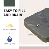 Outsunny Square Cantilever Patio Parasol Base Water or Sand Filled Stand with Wheels Heavy-Duty, Coffee