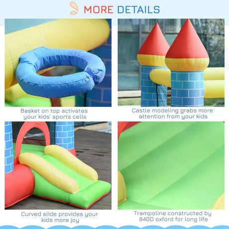 Outsunny Kids Bounce Castle Inflatable Trampoline Slide Pool Basket for Kids Age 3-10, 3 x 2.75 x 2.1m