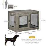 PawHut 2-in-1 Dog Cage & Side Table, with Two Doors, Cushion, for Large Dogs