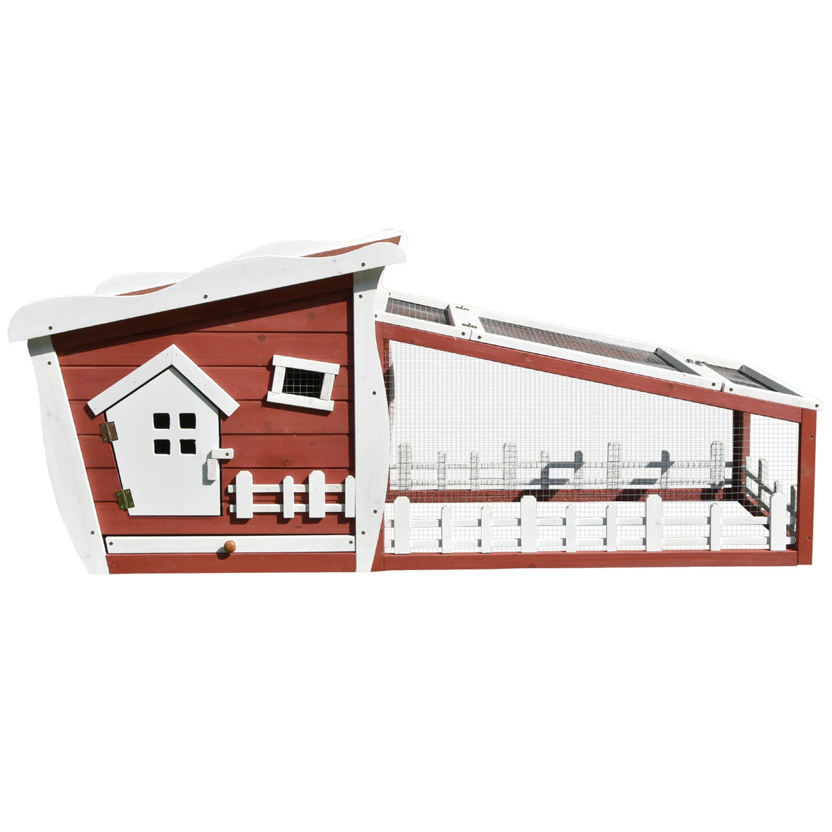 PawHut Rabbits Outdoor Fir Wood Guinea Pigs Hutches w/ Ramp Wine-Brown