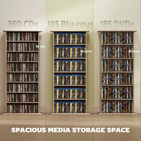HOMCOM 360 CD Storage Unit - Natural Wood Finish