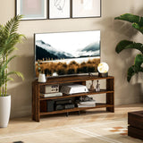 HOMCOM Corner TV Stand with 2 Open Shelves for 47 Inch TV - Rustic Brown