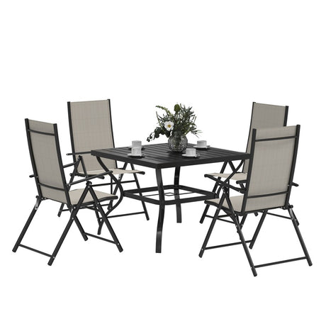 Outsunny Five-Piece Steel Frame Patio Set - Khaki/Black