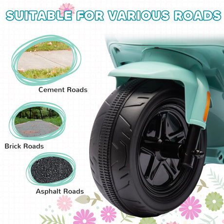 AIYAPLAY 6V Ride on Motorbike, Kids Electric Motorbike w/ Headlights, Music, Training Wheels, for Ages 18-36 Months, Green