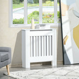 HOMCOM Slatted Radiator Cover Painted Cabinet MDF Lined Grill in White (78L x 19W x 81H cm)