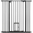 PawHut Extra Tall Pet Gate, Indoor Dog Safety Gate, with Cat Flap, Auto Close, 74-101cm Wide - Black