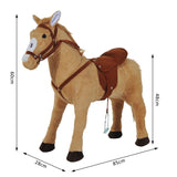 HOMCOM Kids Ride On Standing Horse Cuddly Toy Children Plush Soft Pony Gift w/ Neigh Sound or 3 Years and Up Beige