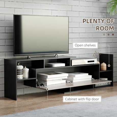 HOMCOM TV Cabinet with Wall Shelf for Wall-Mounted 65" TVs or Standing 40" TVs - Black and Dark Brown