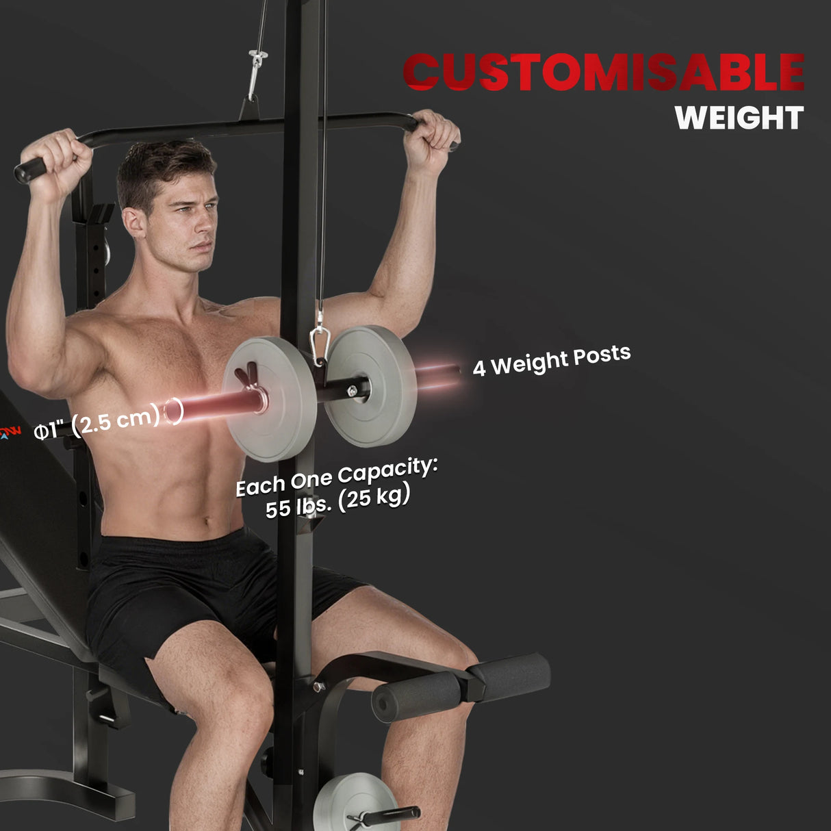 SPORTNOW Multi-Exercise Adjustable Weight Bench with Bench Press Rack