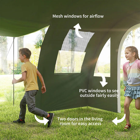 Outsunny 5-6 Man Camping Tent with 2 Room, Floor and Carry Bag - Green