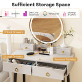 Makeup Vanity Desk with Lighted Mirror for Bedroom-Grey