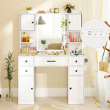 Makeup Vanity Desk with Lighted Mirror and Charging Station-White