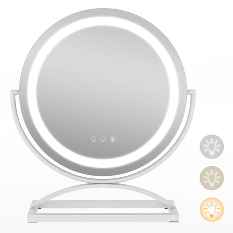 Makeup Vanity Mirror with 3 Color Dimmable LED Lighting and Touch Control-White