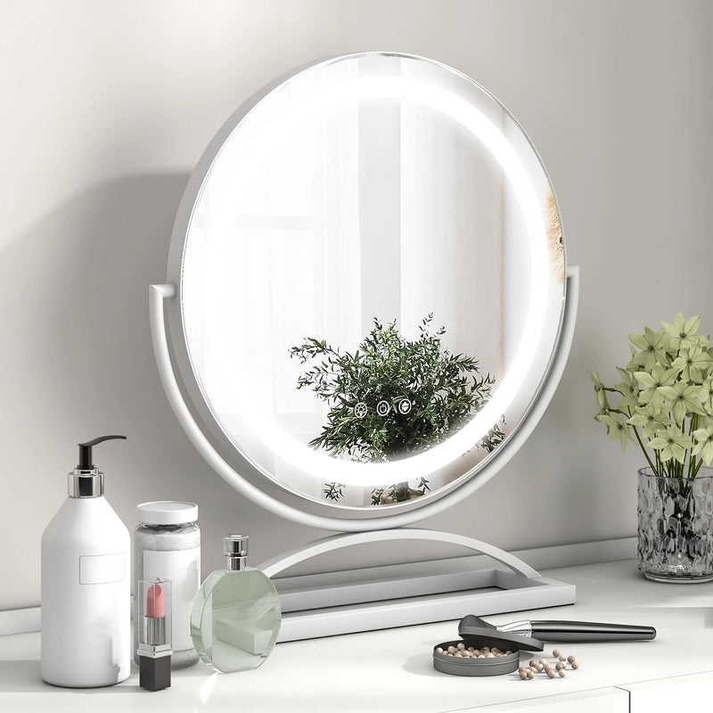 Makeup Vanity Mirror with 3 Color Dimmable LED Lighting and Touch Control-White
