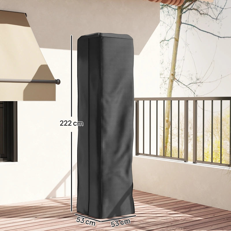 Outsunny Heavy Duty Gas Pyramid Patio Heater Cover, Full Length Outdoor Heater Cover Protector, UPF 30+ Oxford Fabric with Zipper, Black