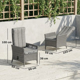 Outsunny 105-150 Reclining Rattan Chair - Light Grey