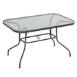 Outsunny Garden Dining Table Glass Top Metal Frame with Parasol Hole Outdoor Balcony Grey 120L x 80Wcm