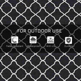 Outsunny Reversible Outdoor Rug, Plastic Straw Mat w/ Carry Bag Ground Stakes for Garden RV Picnic Beach Camping 182x274cm Black