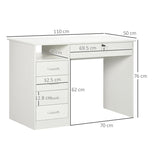 HOMCOM Computer Desk, Home Office Desk with Lockable Drawer, Storage Shelf for Study Bedroom, 110 x 50 x 76 cm, White