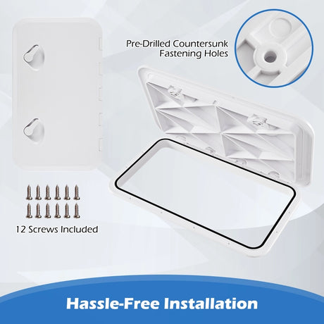 Boat Hatch 60.5 x 35.5 cm Marine Deck Access Hatch with 180 Lid Hinge Non-Slip Surface White
