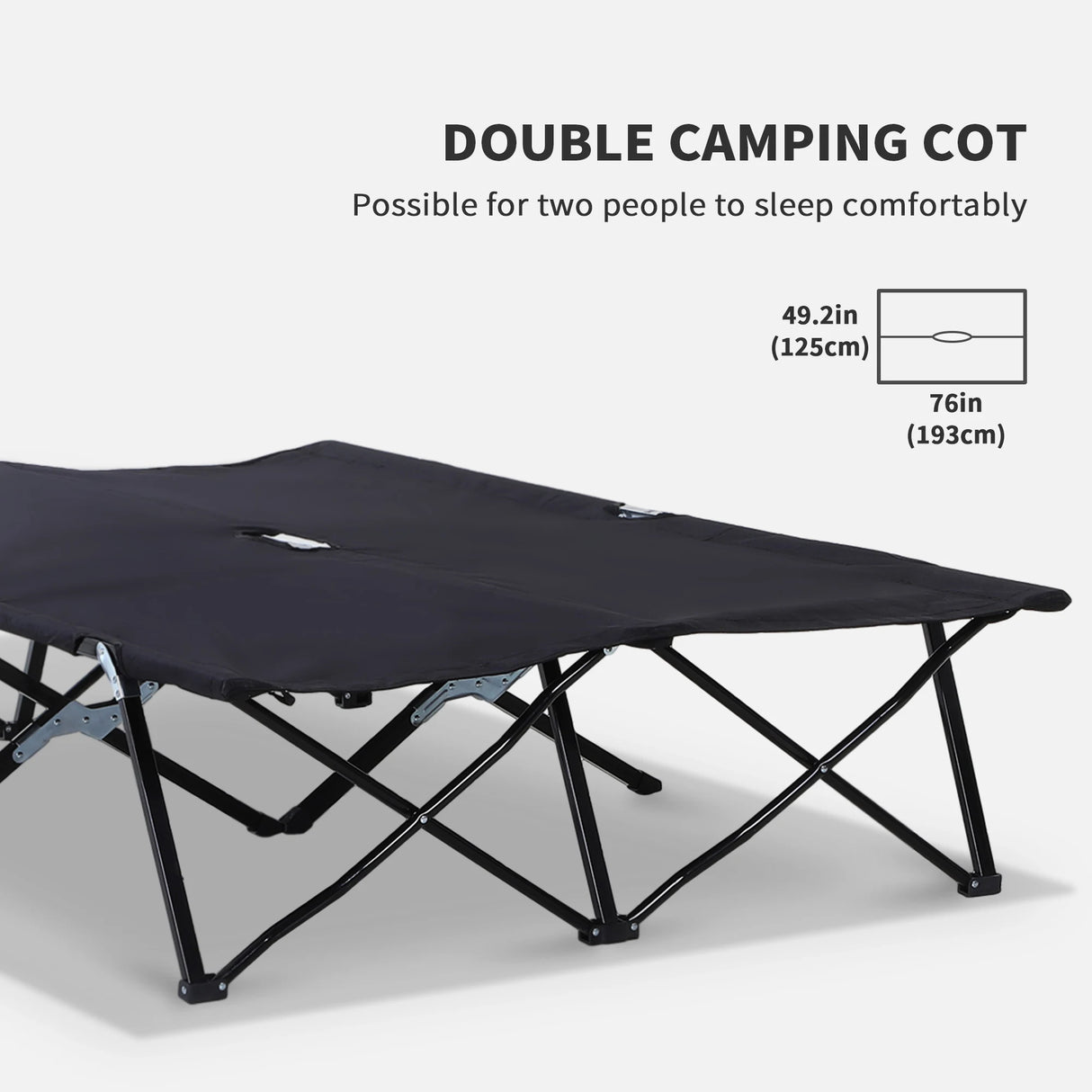 Outsunny Double Camping Cot Bed, with Bag - Black