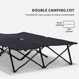 Outsunny Double Camping Cot Bed, with Bag - Black