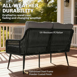 Outsunny Rattan Garden Furniture Set, 4 Piece Outdoor Patio Furniture with Tempered Glass Table and Chairs, Indoor Balcony Conservatory Set