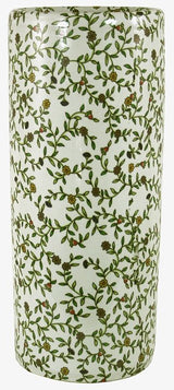 Umbrella Stand, Vintage Green & White Floral Design