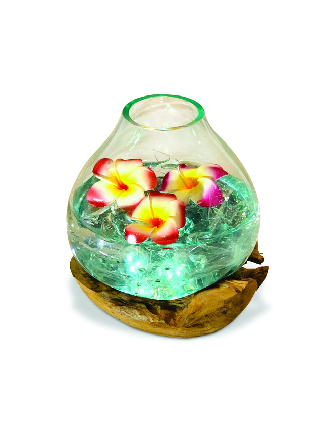 ROOT EROSION BOWL WITH MOLTEN GLASS SMALL