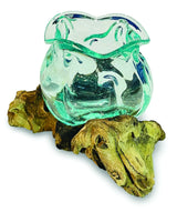 ROOT WITH MOLTEN CRINKLE GLASS BOWL SMALL