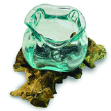 ROOT WITH MOLTEN CRINKLE GLASS BOWL SMALL