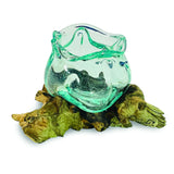 ROOT WITH MOLTEN CRINKLE GLASS BOWL SMALL